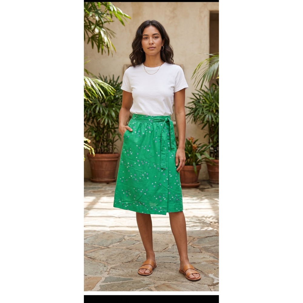 Vintage Malia Honolulu Wrap Skirt 4 Resort Vacation Cottagecore Floral US Hawaii